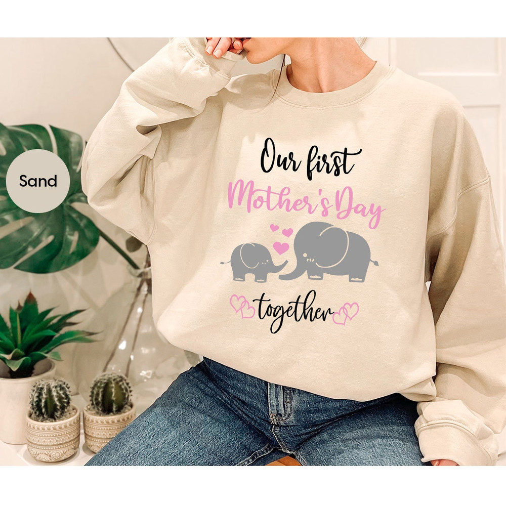 Mothers Day Shirt, First Mothers Day Gift, Mommy and Me Matching Shirts, Our First Mothers Day Together TShirt, Cute Elephant Baby Onesie® - 7.jpg