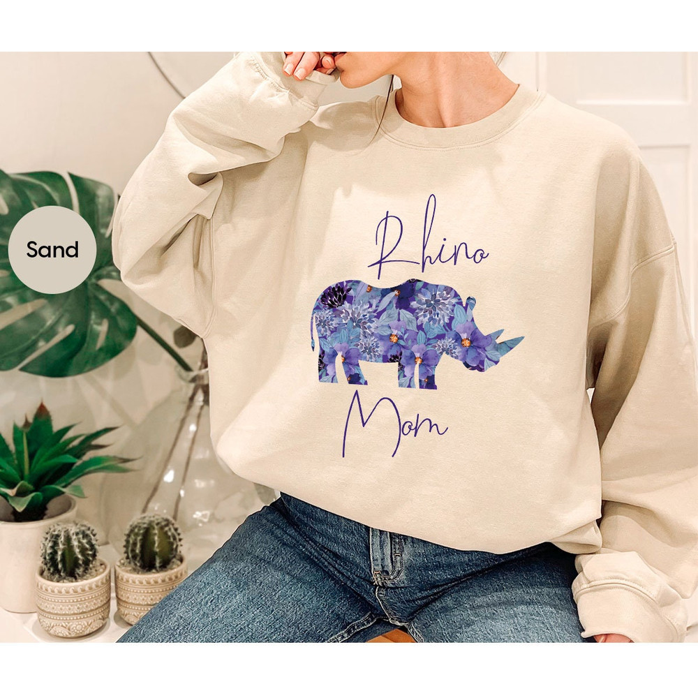 Mothers Day Shirt, Mama Shirt, Gift for Mom, Rhino Mom Graphic Tees, Mom Gift, Floral Mama Vneck Shirt, Mothers Day Gift, Gift for Her - 7.jpg