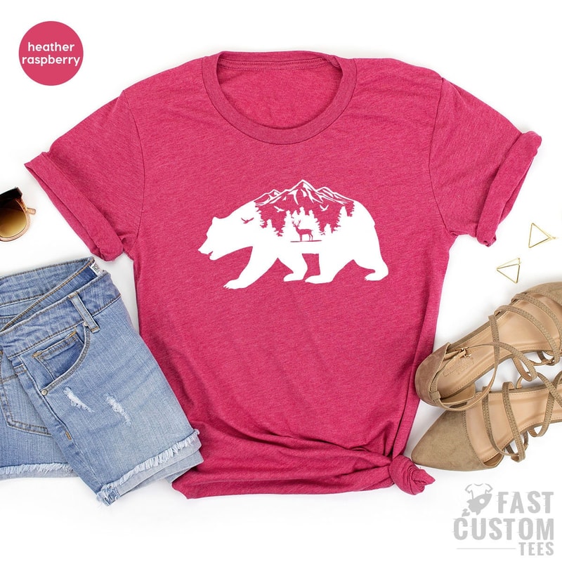 Mountain TShirt, Camping Shirt, Nature Lover Shirt, Gift For Camper, Hiking T Shirt, Bear Deer Shirt, Outdoor Shirts, Vacation T Shirt - 7.jpg