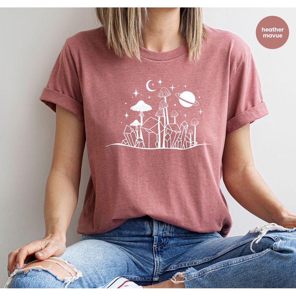 Mushroom T-Shirt, Nature Shirt, Mushroom Gift, Magic Mushroom Shirt, Celestial Sweatshirt, Graphic Tees, Moon Shirt, Gift for Her - 2.jpg