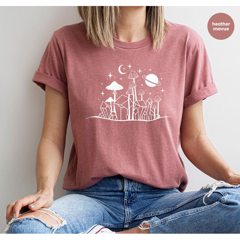 Mushroom T-Shirt, Nature Shirt, Mushroom Gift, Magic Mushroom Shirt, Celestial Sweatshirt, Graphic Tees, Moon Shirt, Gift for Her - 2.jpg
