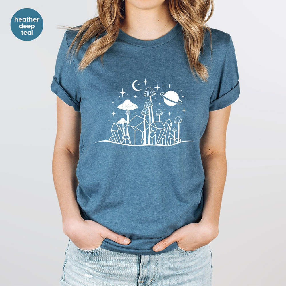 Mushroom T-Shirt, Nature Shirt, Mushroom Gift, Magic Mushroom Shirt, Celestial Sweatshirt, Graphic Tees, Moon Shirt, Gift for Her - 3.jpg