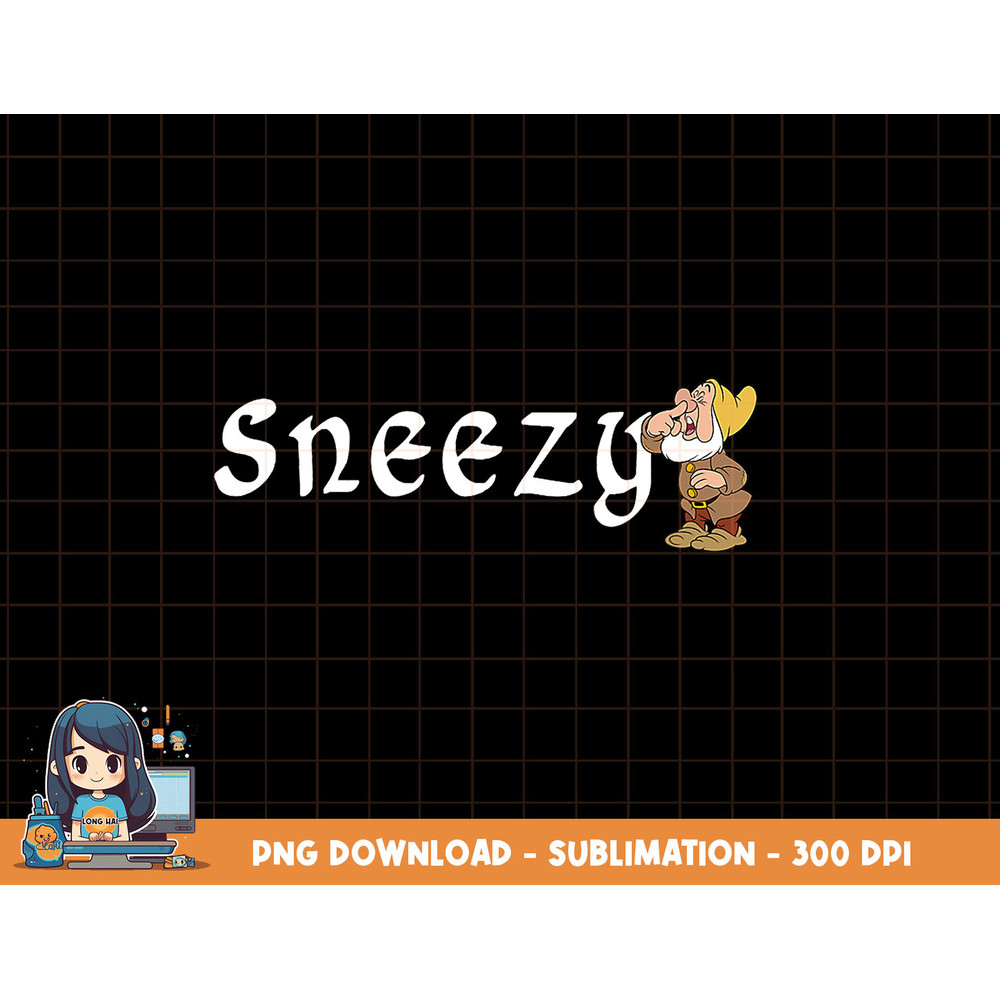 Disney Snow White Sneezy Covers Nose Name Banner png, sublimation, digital print.jpg