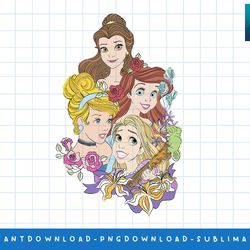 disney princess floral belle cinderella ariel rapunzel png, sublimate, digital print