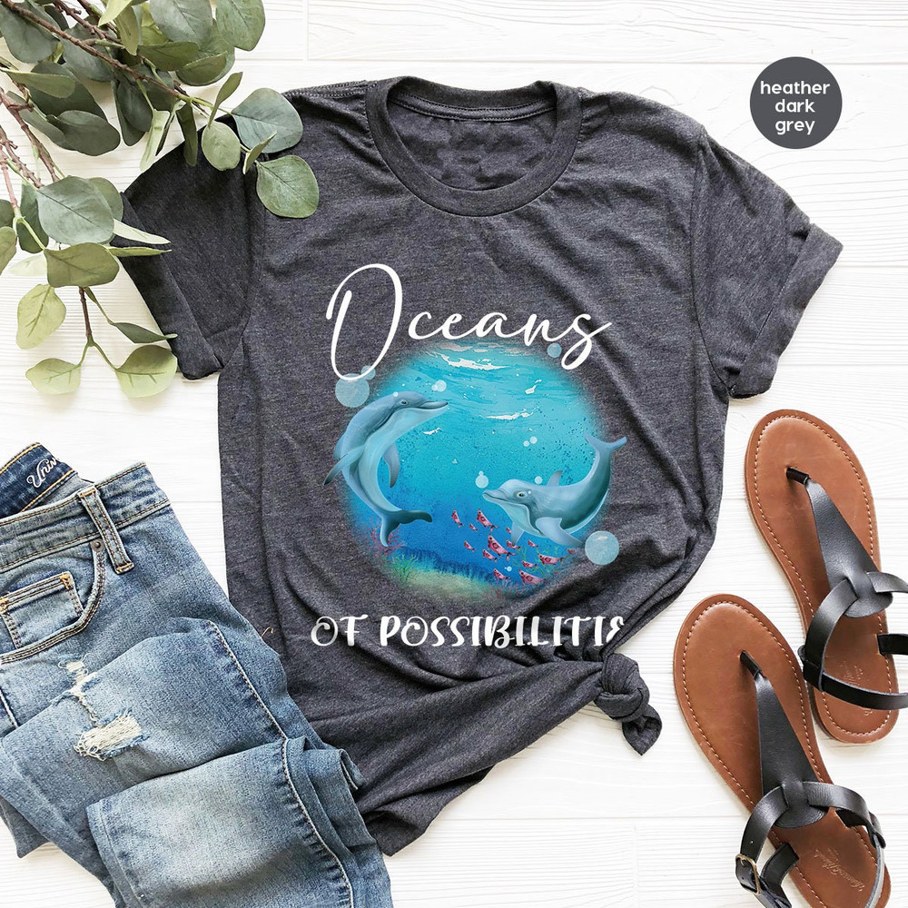 Ocean Dolphin Shirts, Graphic Tees, Gifts For Librarian, Gifts For Readers, Ocean Themed Tee, Kids Reading Shirts, Shirts For Women - 2.jpg