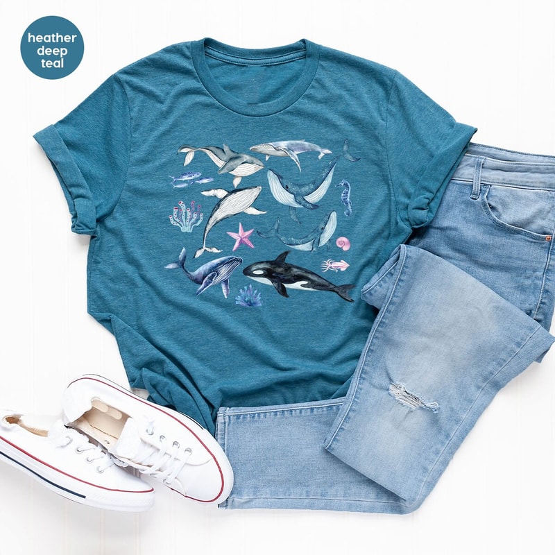 Ocean T-Shirt, Biology T Shirt, Gift for Her, Marine Life Outfit, Biologist Gifts, Whale Graphic Tees, Dolphin Tshirt, Sea Marine Shirt - 3.jpg