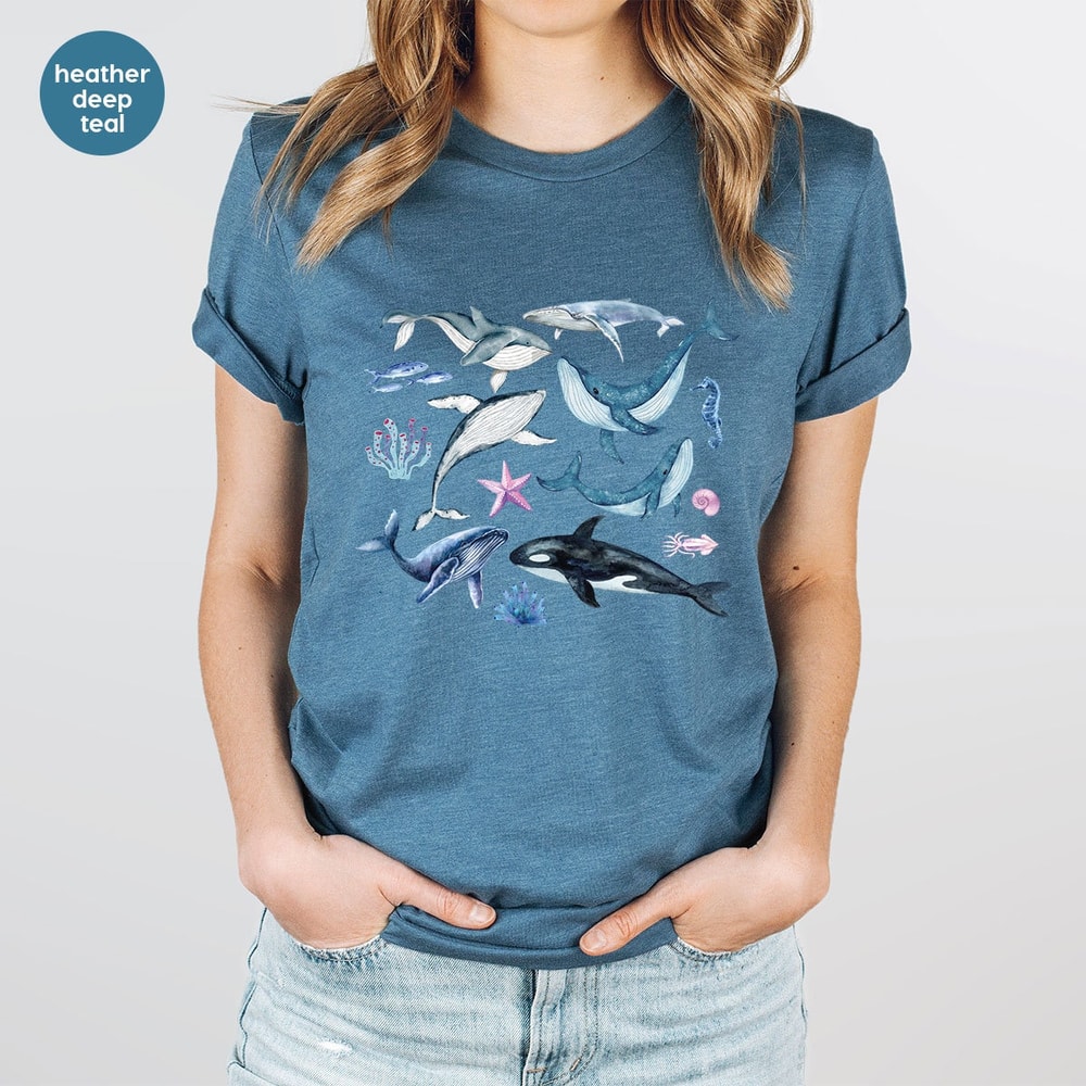 Ocean T-Shirt, Biology T Shirt, Gift for Her, Marine Life Outfit, Biologist Gifts, Whale Graphic Tees, Dolphin Tshirt, Sea Marine Shirt - 4.jpg