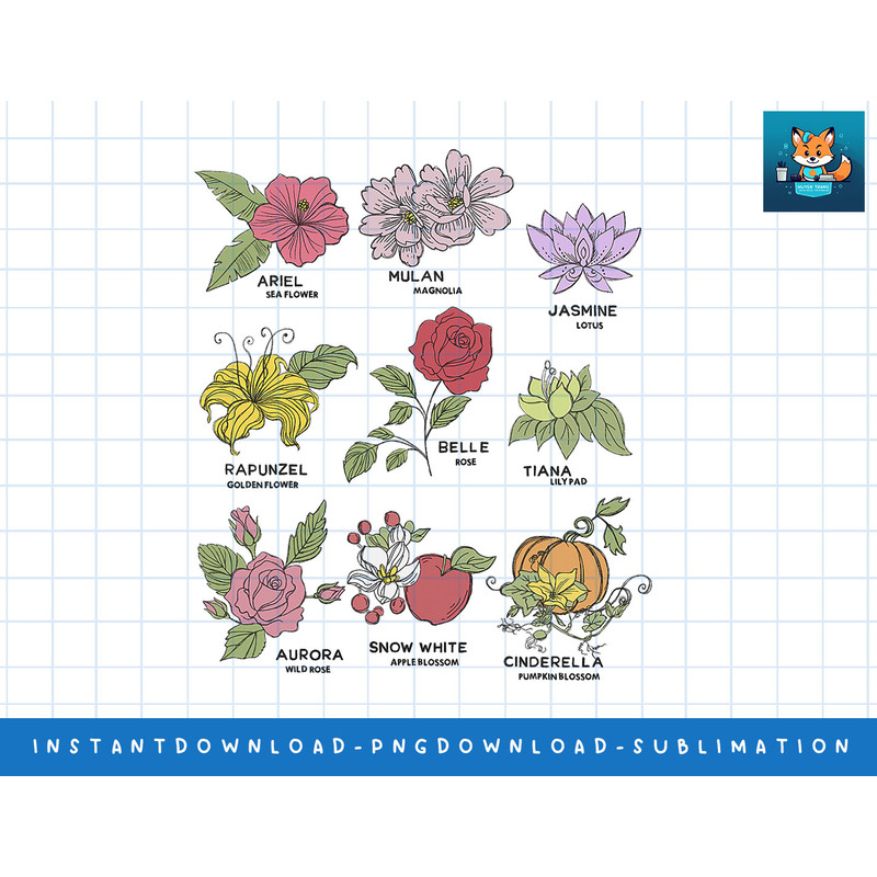 Disney Princess Flowers png, sublimate, digital print.jpg