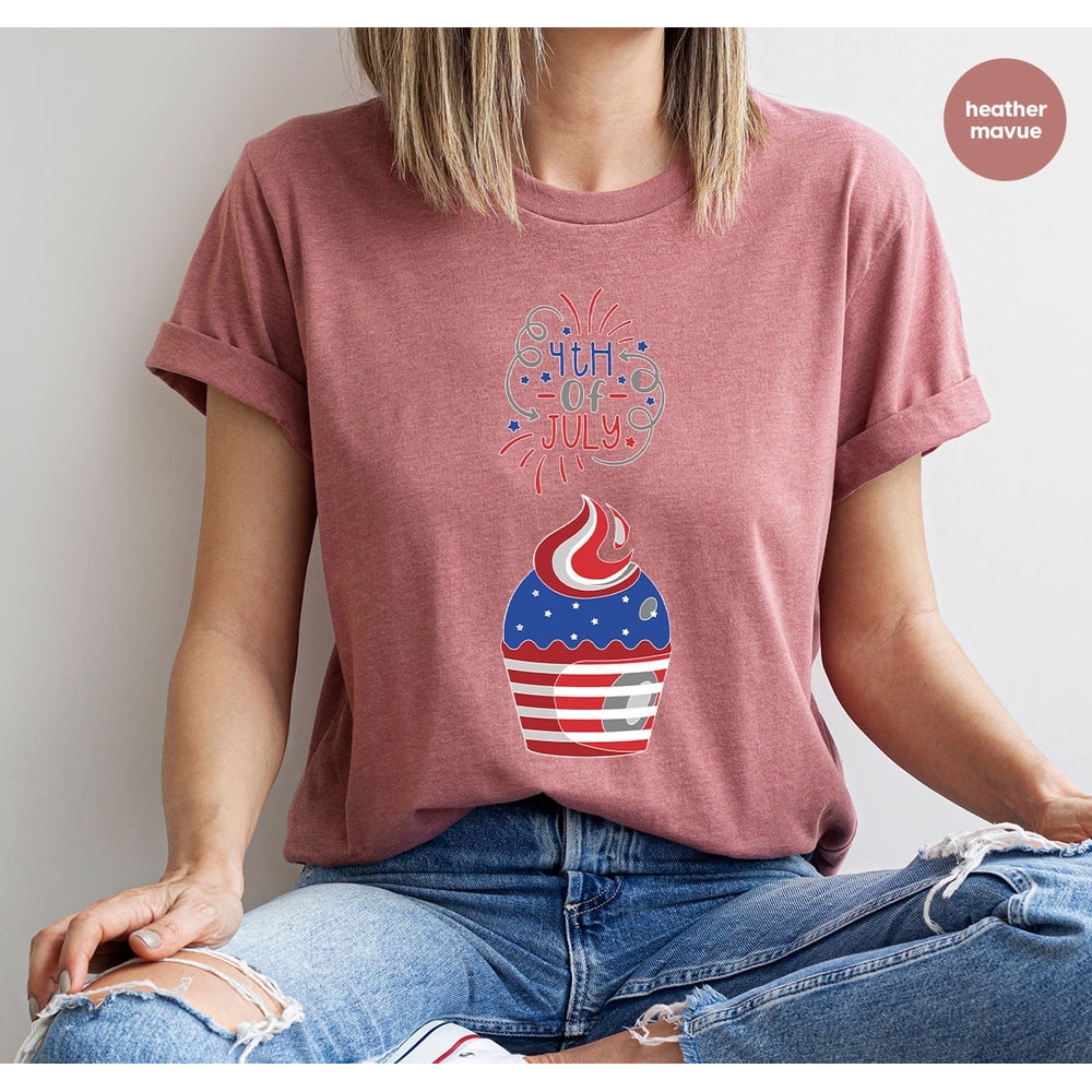 Patriotic TShirt, Cute Cupcake Graphic Tees, July 4th Gifts, Independence Day, Liberty Outfit, American Flag Toddler T-Shirt, Gifts for Kids - 2.jpg