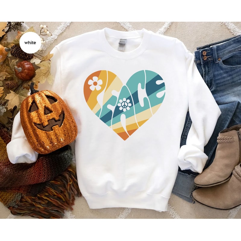 Peace Crewneck Sweatshirt, Vintage Hoodies and Sweaters, Retro Peace Long Sleeve Shirt, Aesthetic Groovy Hooded, Boho Clothing For Women - 5.jpg