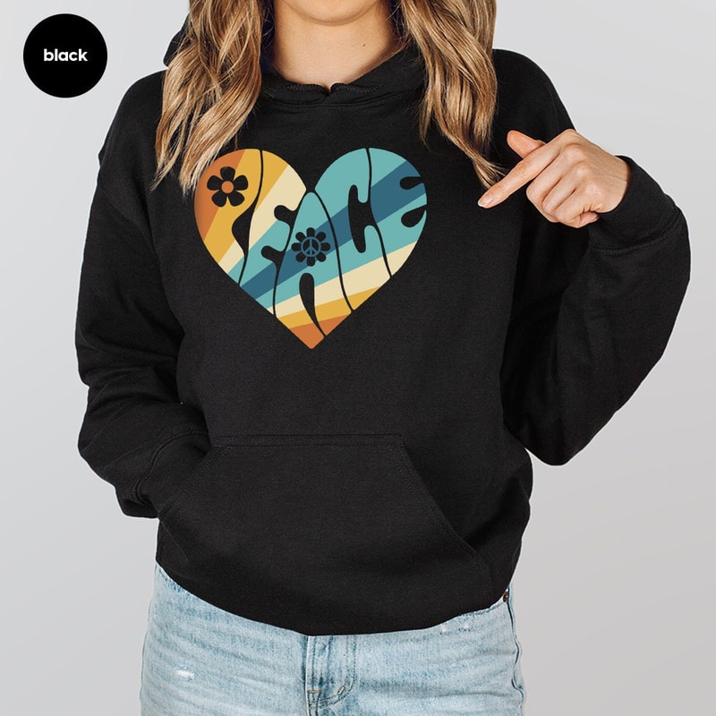 Peace Crewneck Sweatshirt, Vintage Hoodies and Sweaters, Retro Peace Long Sleeve Shirt, Aesthetic Groovy Hooded, Boho Clothing For Women - 7.jpg