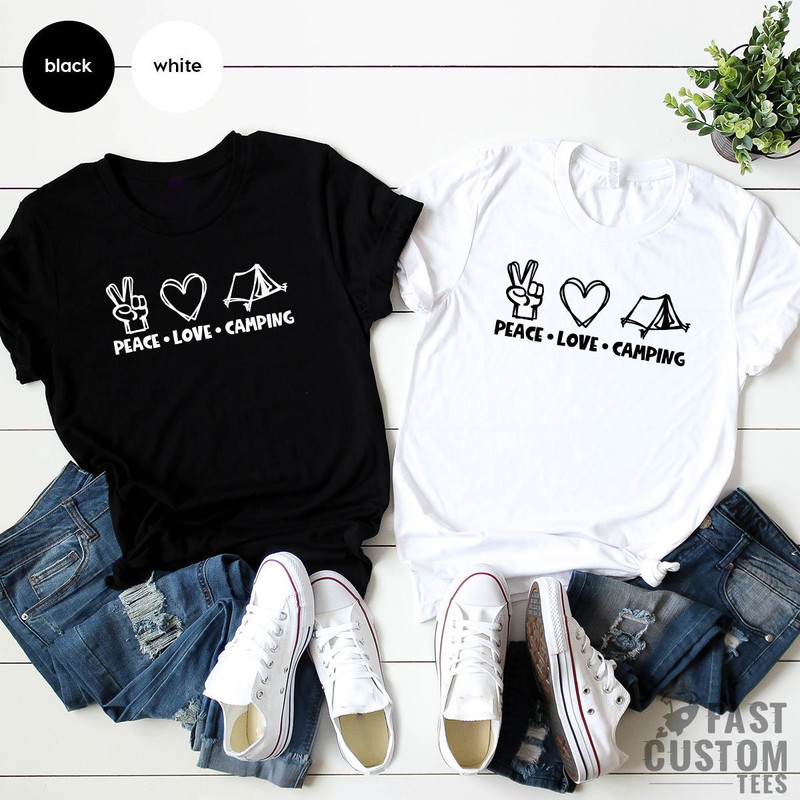 Peace Love Camping Shirt, Funny Camping Shirt, Outdoor Lover Shirt, Camping Crew Shirt, Family Vacation Shirt, Camping Gift - 3.jpg
