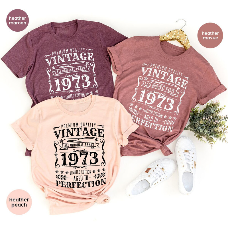 Personalized Birthday Gifts, 50th Birthday Graphic Tee, Customized Birthday Shirt, Retro Birthday T-Shirt, 1973 Birthday Shirt, Gift for Her - 2.jpg