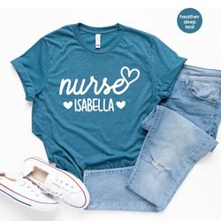 personalized nurse shirt, custom nurse shirt, nurse t shirt, nursing school shirts, nurse gift, cute nurse tee, nurse he