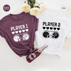player 1 and player 2 shirt, valentine matching t shirt, couples shirts, valentine day couple shirt, valentines t shirt,