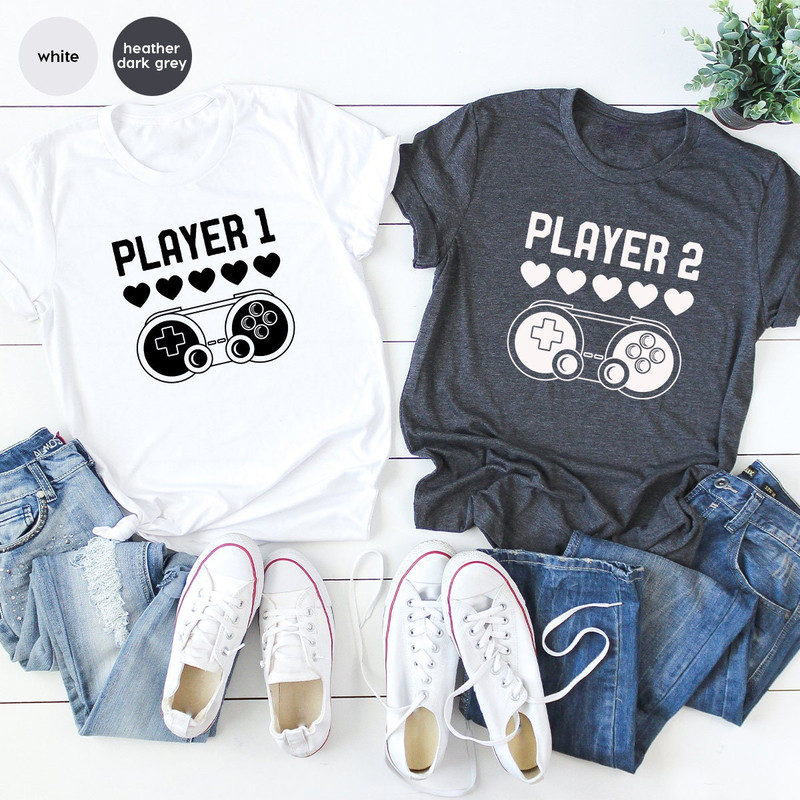 Player 1 and Player 2 Shirt, Valentine Matching T Shirt, Couples Shirts, Valentine Day Couple Shirt, Valentines T Shirt, Matching Couple Tee - 3.jpg