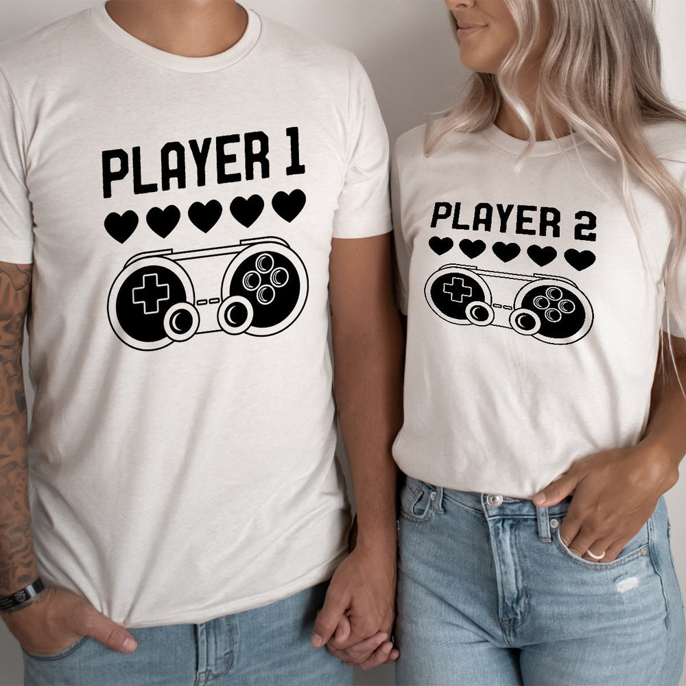 Player 1 and Player 2 Shirt, Valentine Matching T Shirt, Couples Shirts, Valentine Day Couple Shirt, Valentines T Shirt, Matching Couple Tee - 4.jpg