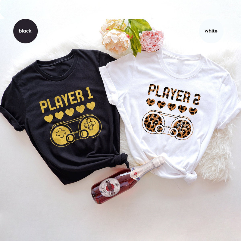 Player 1 and Player 2 Shirt, Valentine Matching T Shirt, Couples Shirts, Valentine Day Couple Shirt, Valentines T Shirt, Matching Couple Tee - 5.jpg