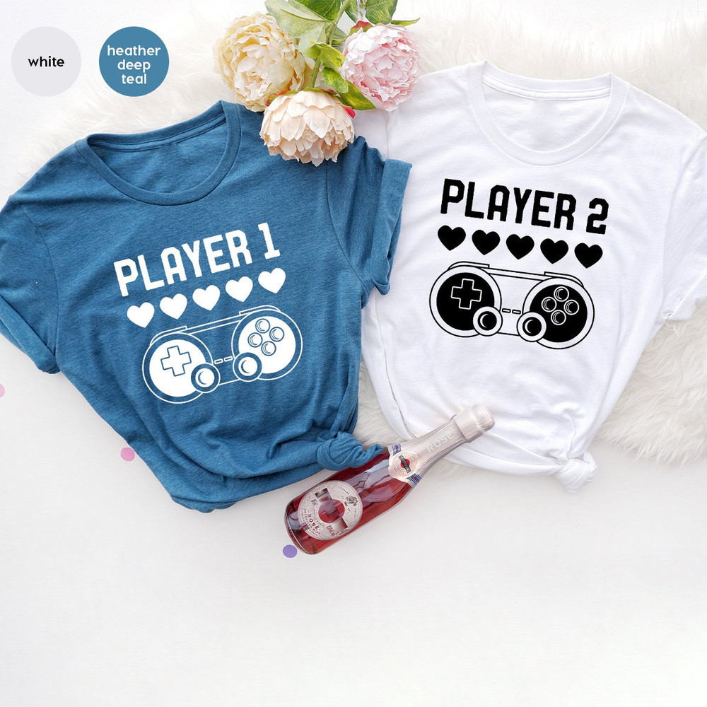 Player 1 and Player 2 Shirt, Valentine Matching T Shirt, Couples Shirts, Valentine Day Couple Shirt, Valentines T Shirt, Matching Couple Tee - 6.jpg