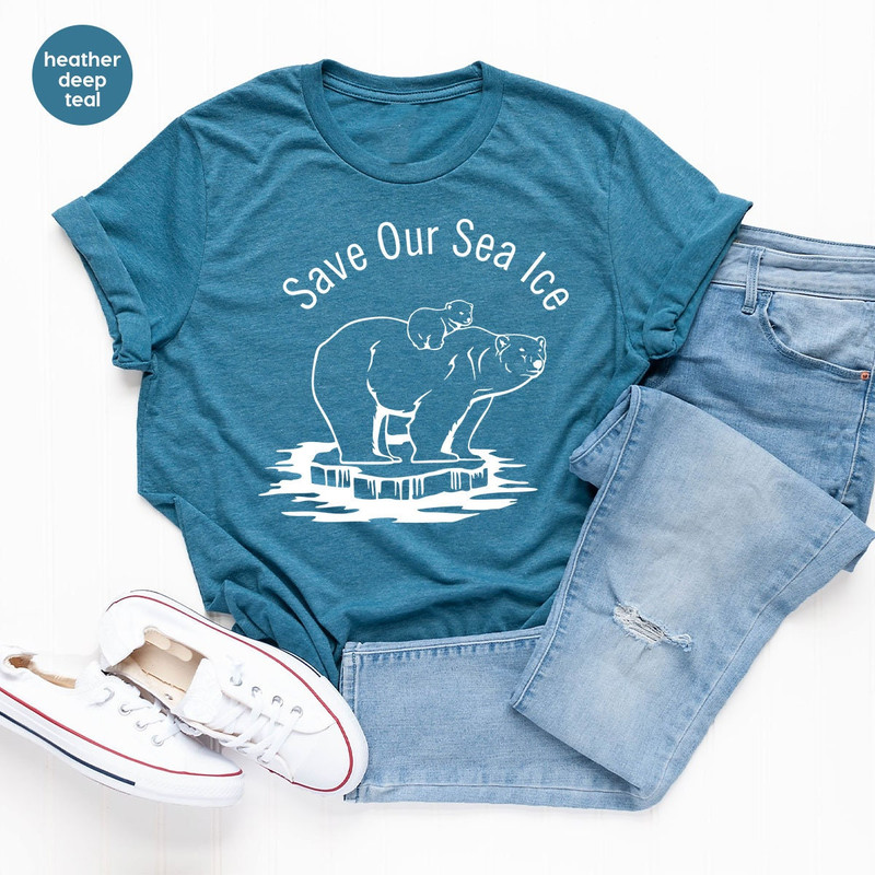 Polar Bear TShirt, Climate Change Awareness, Save Our Ice Sea TShirt, Animal Graphic Tees, Polar Bear Sweatshirt, Gift for Him, Gift for Her - 5.jpg