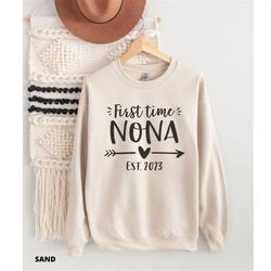 first time nona est 2023, nona sweatshirt, nona gift, new grandparents, pregnancy reveal, nona birthday gift, baby annou
