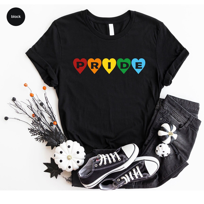 Pride Shirts, LGBTQ Awareness T Shirt, Lesbian Vneck TShirts, Bisexual Outfit, Trans Pride Gifts, Gay T-Shirts, Rainbow Heart Graphic Tees - 4.jpg
