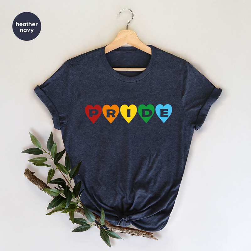 Pride Shirts, LGBTQ Awareness T Shirt, Lesbian Vneck TShirts, Bisexual Outfit, Trans Pride Gifts, Gay T-Shirts, Rainbow Heart Graphic Tees - 5.jpg