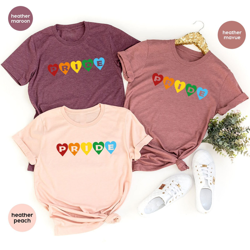 Pride Shirts, LGBTQ Awareness T Shirt, Lesbian Vneck TShirts, Bisexual Outfit, Trans Pride Gifts, Gay T-Shirts, Rainbow Heart Graphic Tees - 7.jpg
