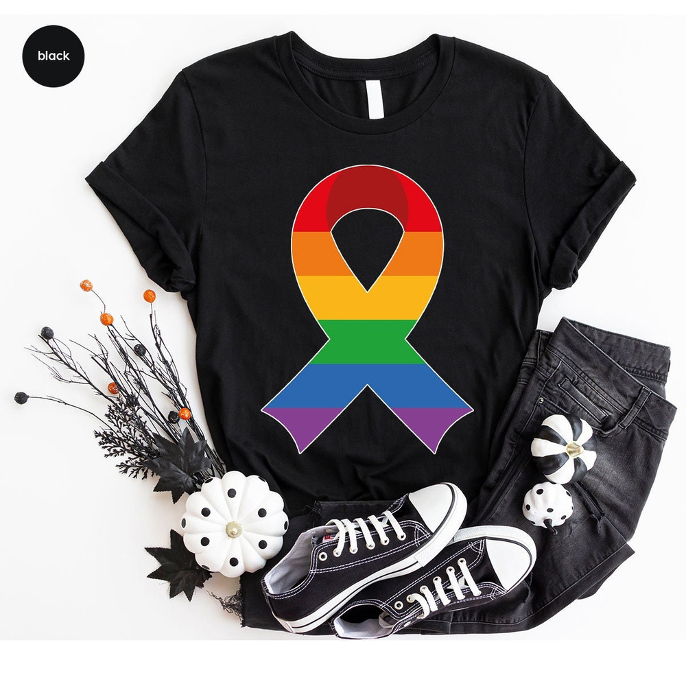 Pride TShirt, Lesbian Gifts, LGBTQ Ribbon Graphic Tees, Pride Awareness Shirt, Trans Pride Clothes, Pride Gifts, Bisexual Pride T Shirt - 1.jpg