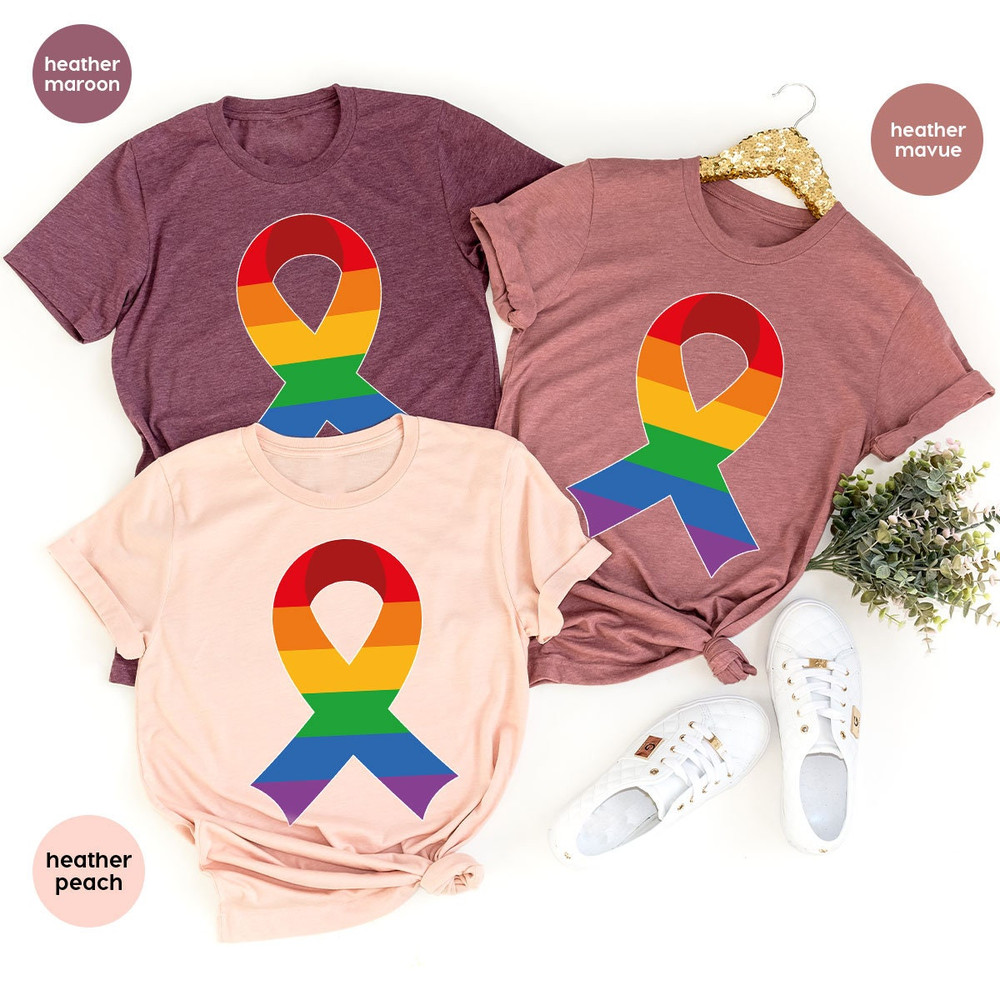 Pride TShirt, Lesbian Gifts, LGBTQ Ribbon Graphic Tees, Pride Awareness Shirt, Trans Pride Clothes, Pride Gifts, Bisexual Pride T Shirt - 2.jpg