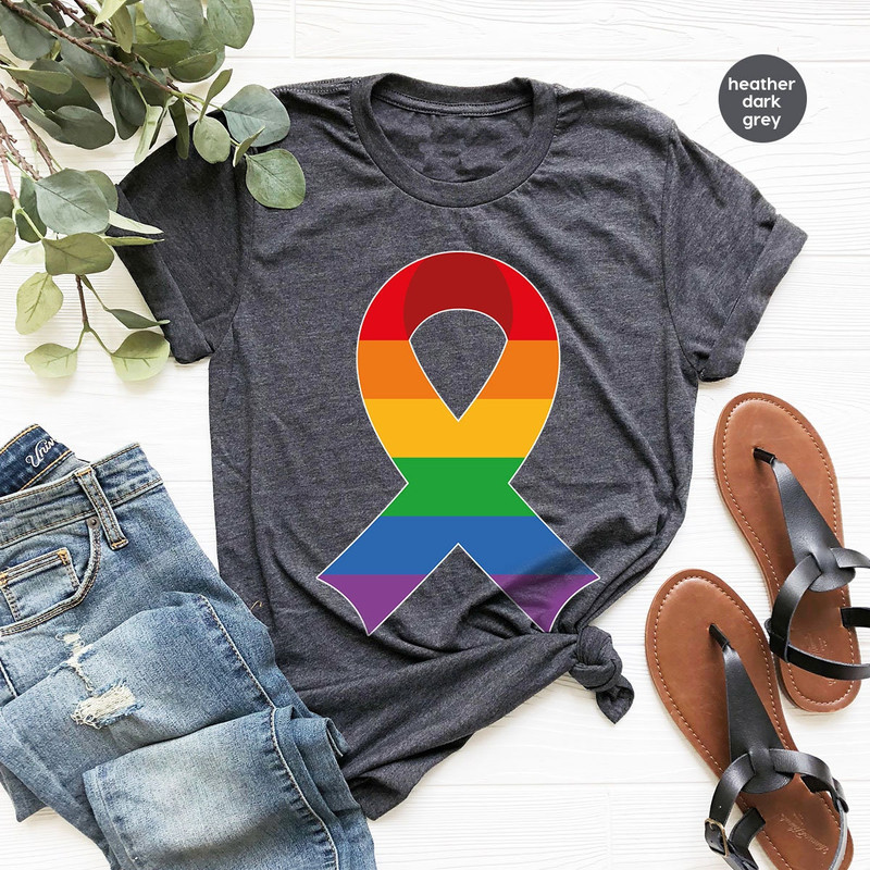 Pride TShirt, Lesbian Gifts, LGBTQ Ribbon Graphic Tees, Pride Awareness Shirt, Trans Pride Clothes, Pride Gifts, Bisexual Pride T Shirt - 3.jpg