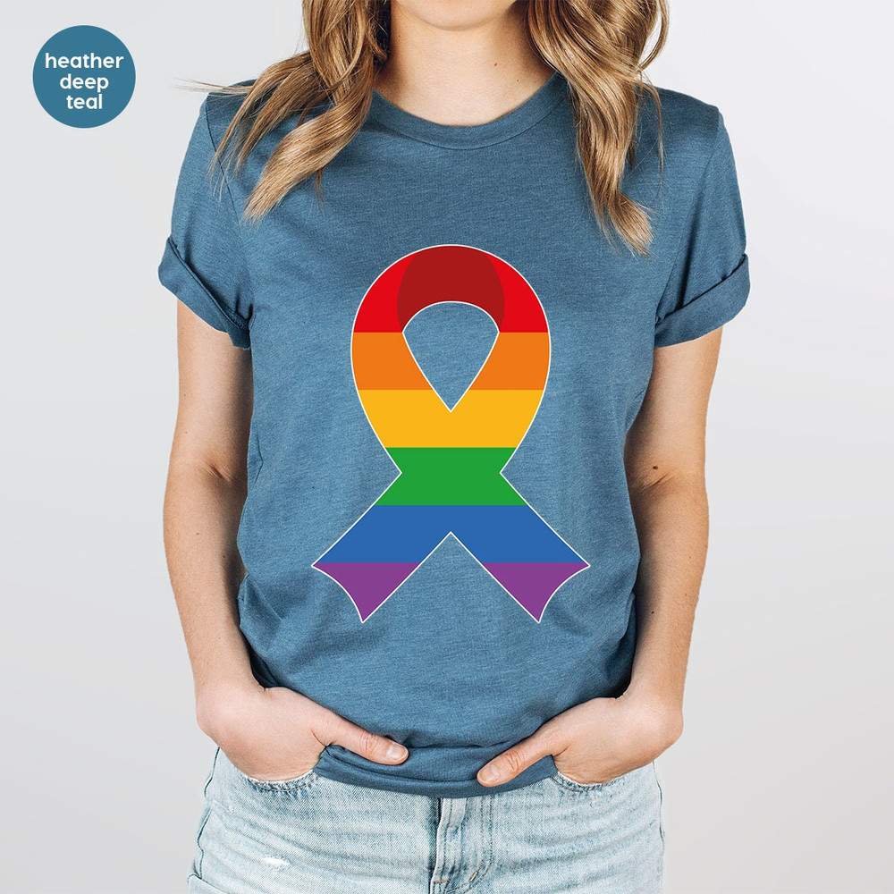 Pride TShirt, Lesbian Gifts, LGBTQ Ribbon Graphic Tees, Pride Awareness Shirt, Trans Pride Clothes, Pride Gifts, Bisexual Pride T Shirt - 5.jpg