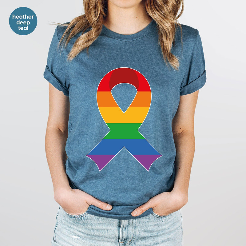 Pride TShirt, Lesbian Gifts, LGBTQ Ribbon Graphic Tees, Pride Awareness Shirt, Trans Pride Clothes, Pride Gifts, Bisexual Pride T Shirt - 5.jpg