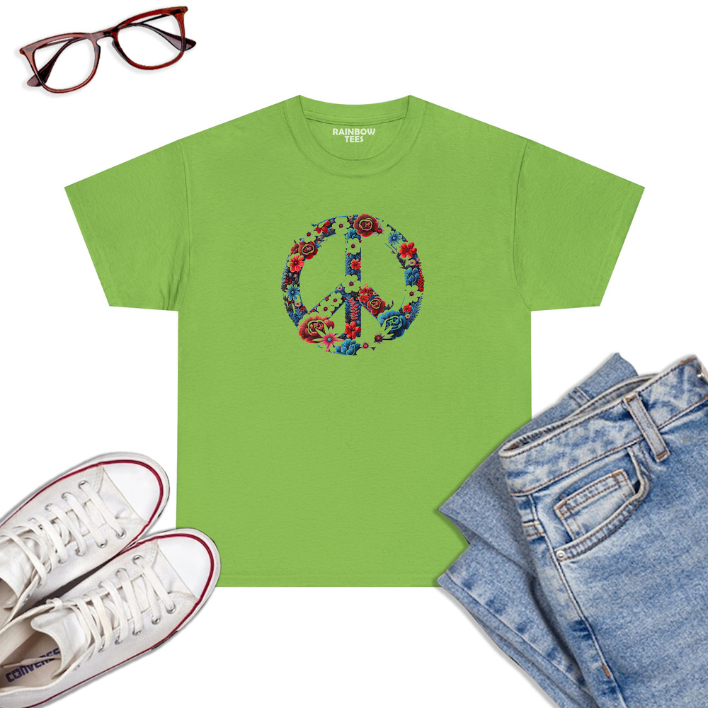 Floral-Peace-Sign-American-4th-Of-July-Patriotic-T-Shirt-Lime.jpg