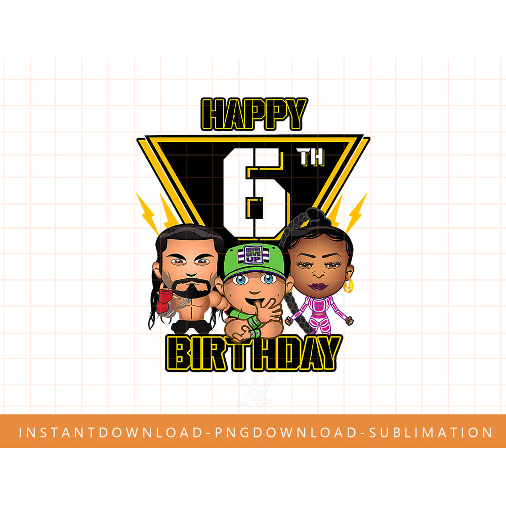 WWE Happy 6th Birthday Wrestler Emojis T-Shirt copy.jpg