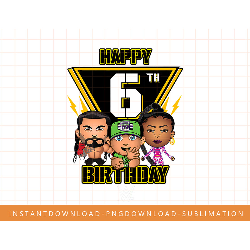 WWE Happy 6th Birthday Wrestler Emojis T-Shirt copy.jpg