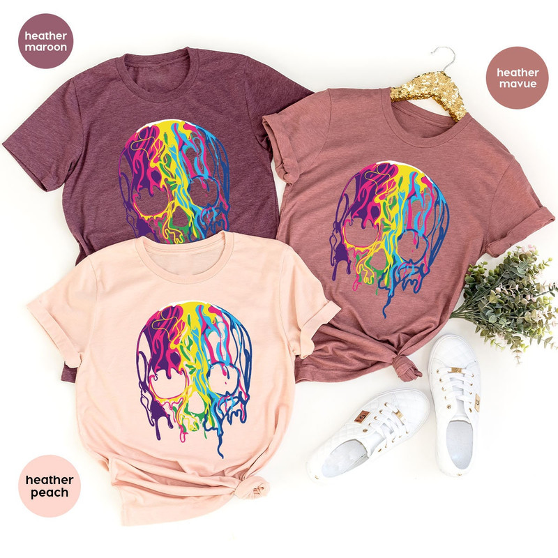 Rainbows Skulls Shirt,Spooky T Shirt,Skulls Shirt,Goth Shirt,Skeleton T Shirt,Skulls Clothing,Trendy Shirt For Women, Aesthetic Shirt - 3.jpg