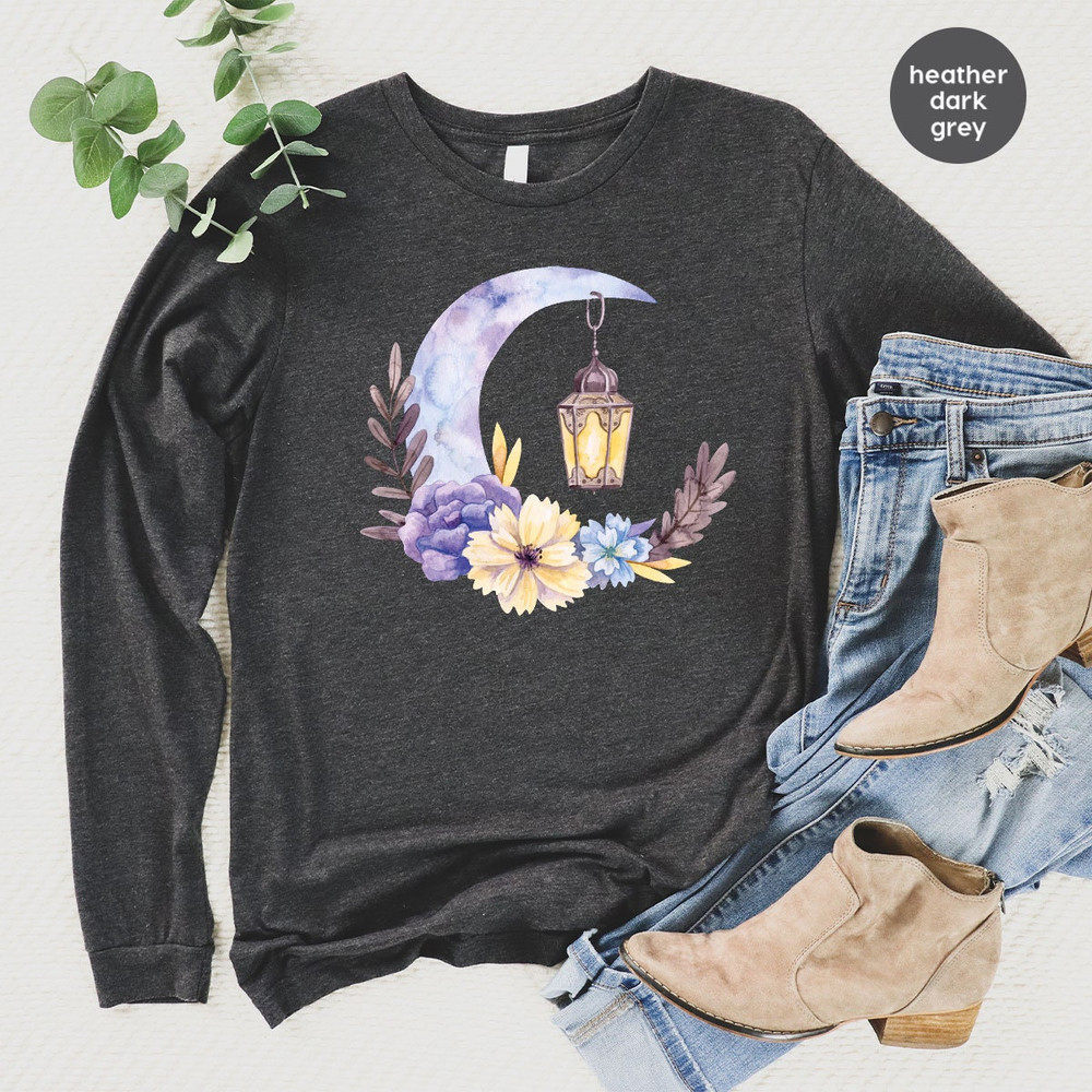 Ramadan Hoodies and Sweaters, Floral Faith Long Sleeve Shirt, Gift for Her, Religious Crewneck Sweatshirt, Gift for Muslim, Muslim Hooded - 2.jpg