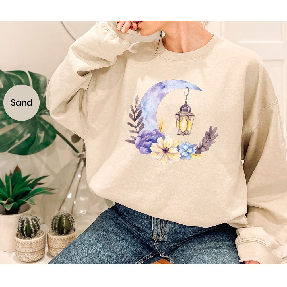 Ramadan Hoodies and Sweaters, Floral Faith Long Sleeve Shirt, Gift for Her, Religious Crewneck Sweatshirt, Gift for Muslim, Muslim Hooded - 6.jpg