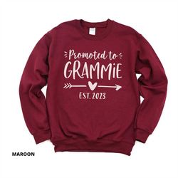 promoted to grammie est 2023, grammie gift, grammie sweatshirt, pregnancy reveal, grandma mothers day, new grandma, gran
