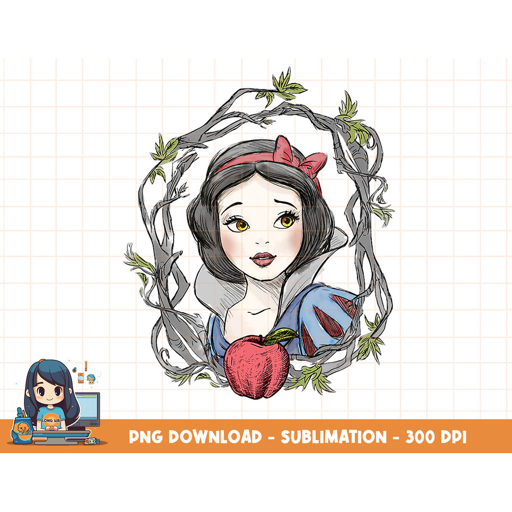 Disney Snow White Snow White Apple Branch Border png, sublimation, digital print.jpg