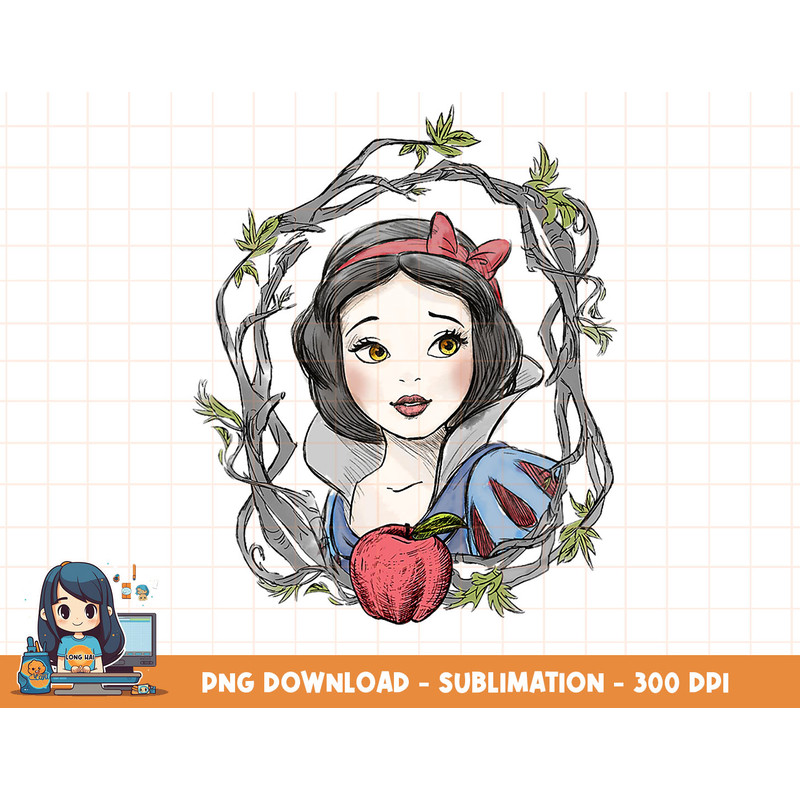 Disney Snow White Snow White Apple Branch Border png, sublimation, digital print.jpg