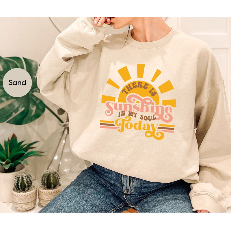 Retro There is Sunshine in My Soul Today Sweatshirts for Women, Boho Hippie Sunshine Beach Summer Long Sleeve Shirts, Aesthetic Summer Girls - 4.jpg