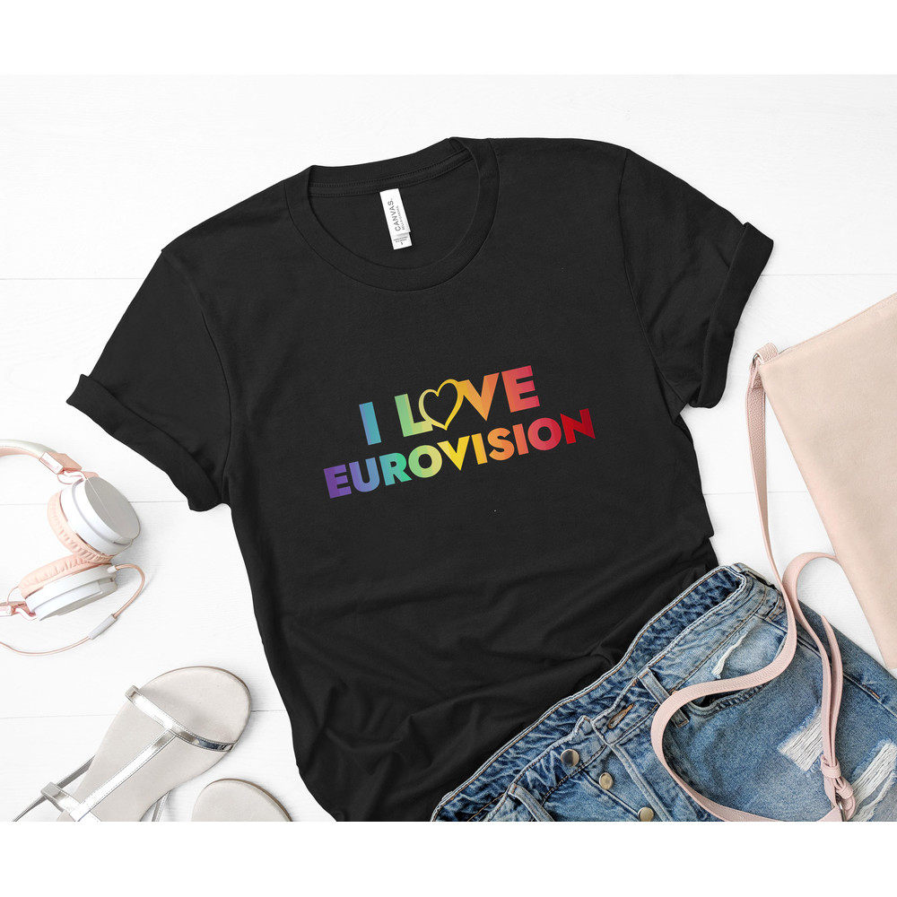 I love Eurovision - rainbow pattern Classic T-Shirt 9_Black_Black.jpg