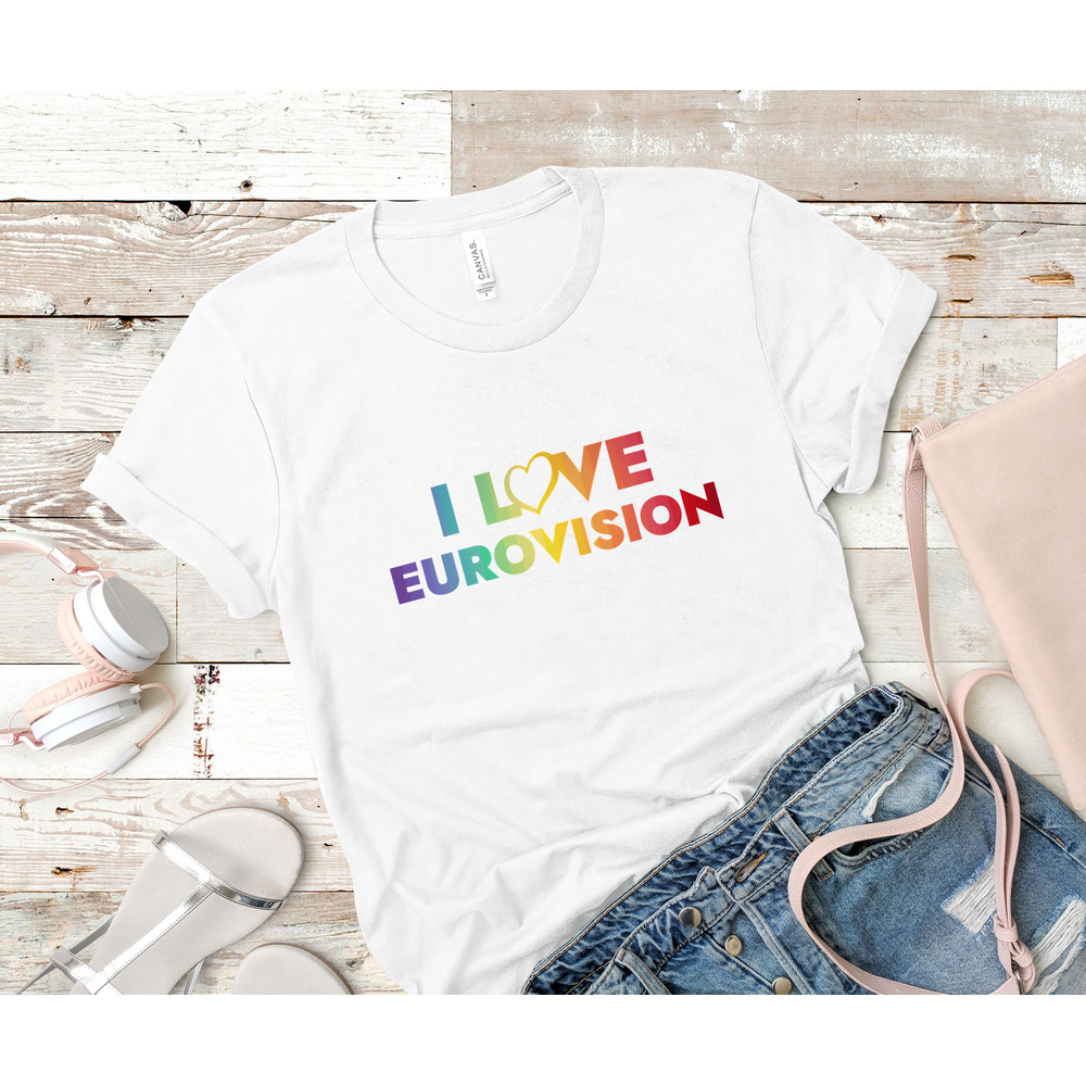 I love Eurovision - rainbow pattern Classic T-Shirt 9_White_White.jpg