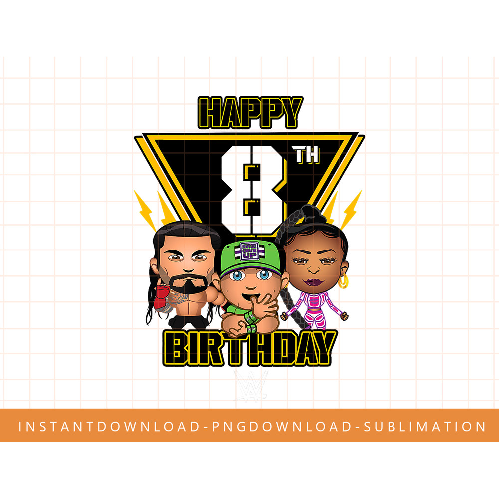 WWE Happy 8th Birthday Wrestler Emojis T-Shirt copy.jpg