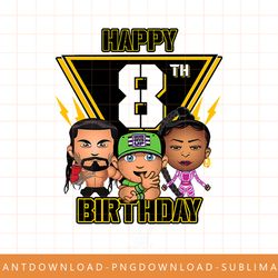 wwe happy 8th birthday wrestler emojis t-shirt copy