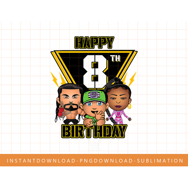WWE Happy 8th Birthday Wrestler Emojis T-Shirt copy.jpg
