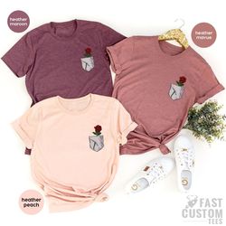 rose pocket shirt, aesthetic t shirt, flower tshirt, floral t-shirt, gift for women, cute shirts with flowers