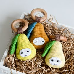 Baby rattles toys Pear baby rattle cute keepsake newborn or 3 mounth gift, new mom gift